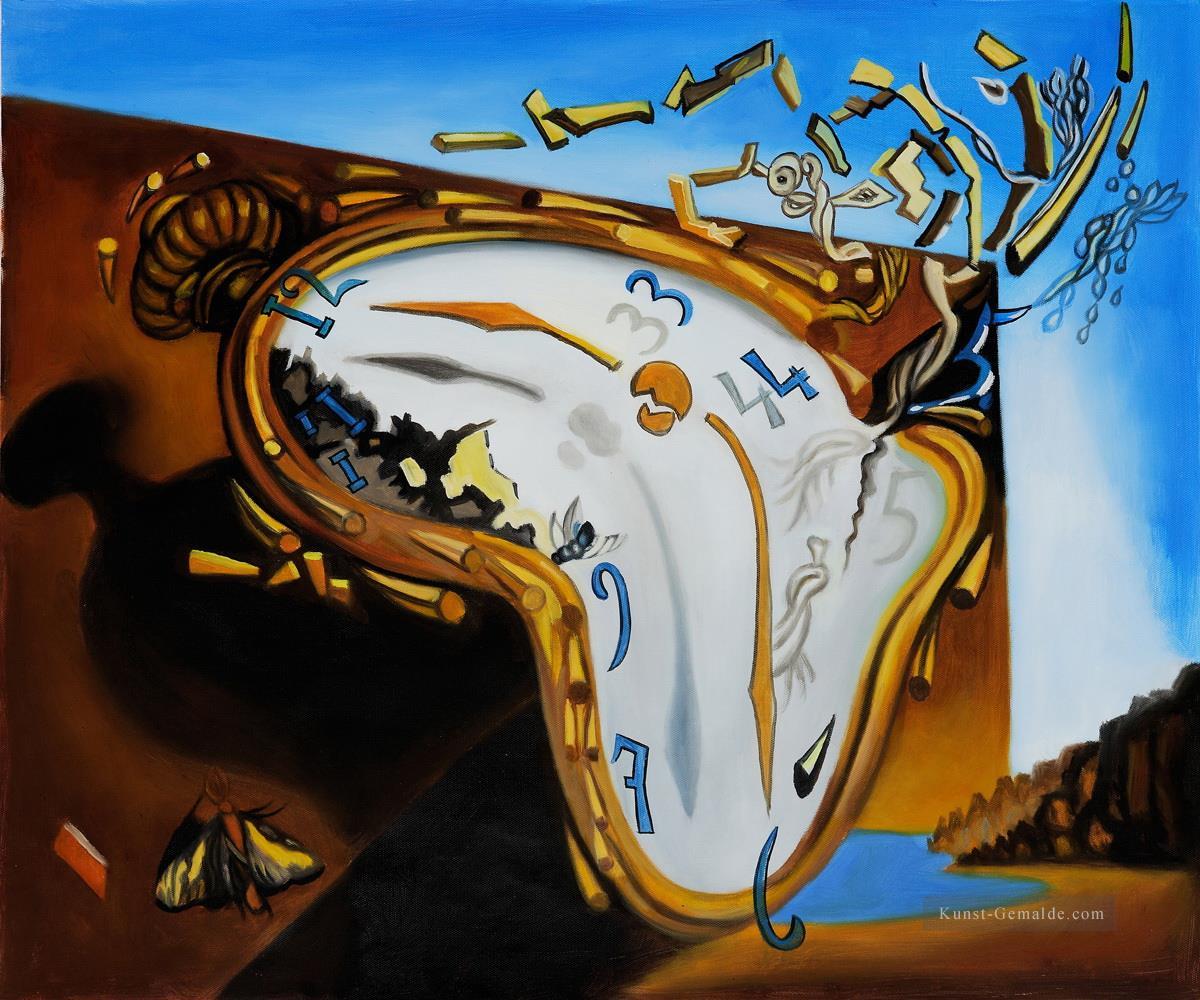Weiche Uhr im Moment der Explosion Surrealismus Ölgemälde